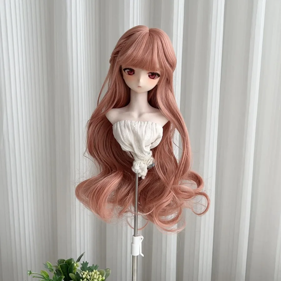 BJD/MDD Child Wig 1/3, 1/4, 1/6 Bangs with Braided Hairstyle Long Curly Wig DIY Doll Toy Headset Wig Accessories