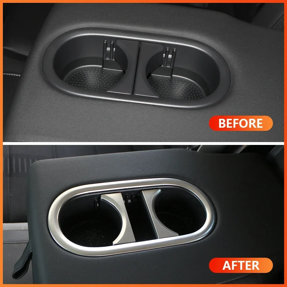 Car Rear Water Cup Holder Frame Trim for Volkswagen T-Roc Troc T-Cross Tcross 2018-2022 Back Seat Cup Holder Cover Accessories