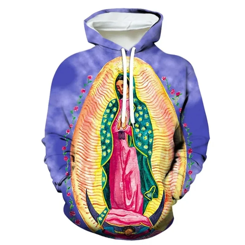 

Harajuku 3D Virgin Mary Of Guadalupe Mexico Printing New In Hoodies & Sweatshirts Catholic Spiritual Totem Fashion Mens Clothing