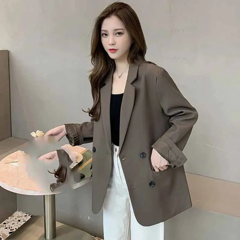 

Новая женская весенне-осенняя куртка-пиджак в корейском стиле: тонкий, однотонный, свободный крой, модный блейзер для женщин