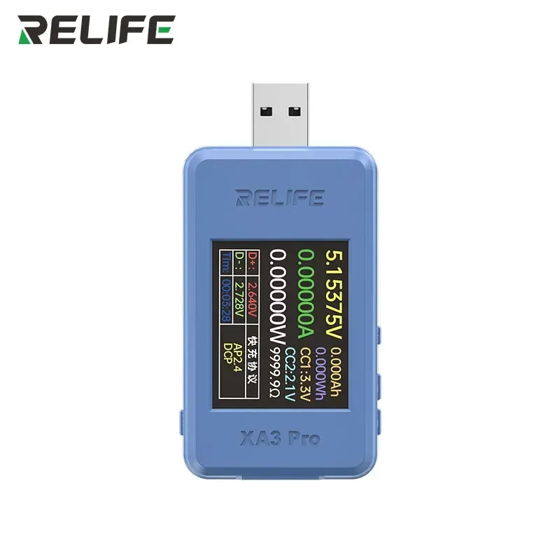 Probador inteligente USB RELIFE XA3 Pro único compatible con PD/QC2.0/QC3.0 carga rápida 6.5A probador de alta corriente utilizado para Repa de teléfono móvil