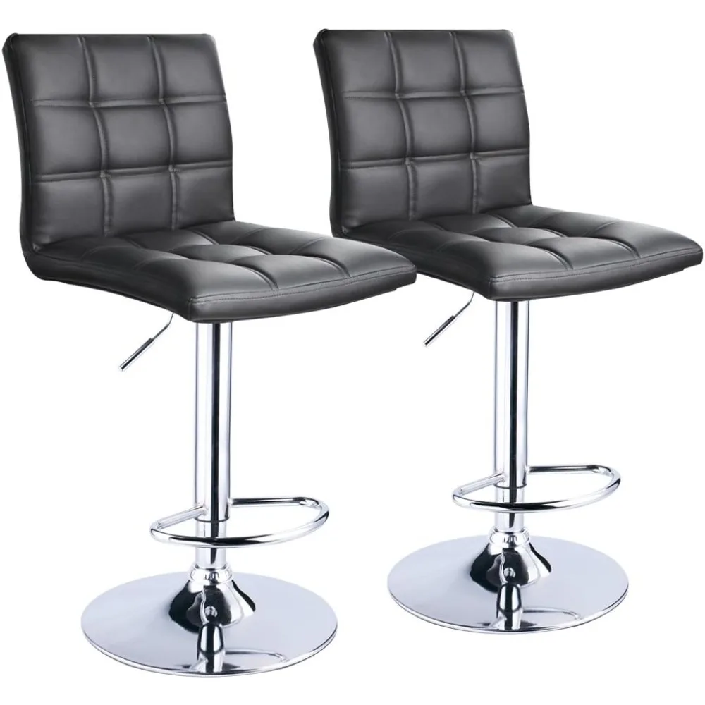 

Modern Square PU Leather Adjustable Bar Stools with Back, Square Back Bar Stools Set of 2, Bar Height