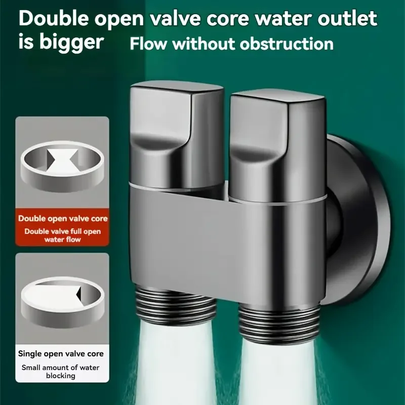 

Double-outlet Washing Machine Faucet Angle Valve One Inlet and Two Outlets Using Double-head Automatic Stop Valve