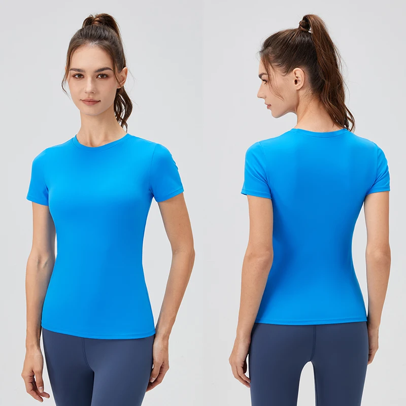 

Women's Gym clothing Yoga Tops Breathable Sport Fitness Workout Running Sportswear Quick Dry Short Sleeve Yoga T Shirt