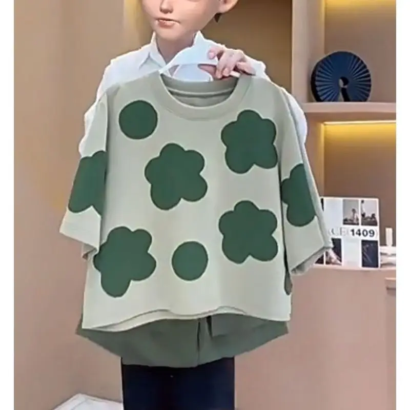 

Simple Fashion Commuter Set Women's Summer New Niche Print Short Sleeve T-Shirt Casual Versatile Shorts Two-Piece Set Short Sets