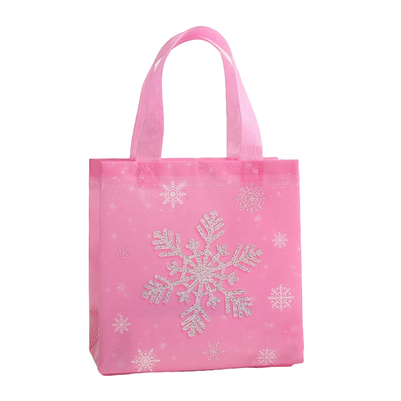 12 Stück „Let It Snow“-Thema, Vlies-Geschenk-Verpackungsbeutel, Schneeflocken-Einkaufstaschen für frohe Weihnachten, Neujahrsparty-Dekoration – Detail 3