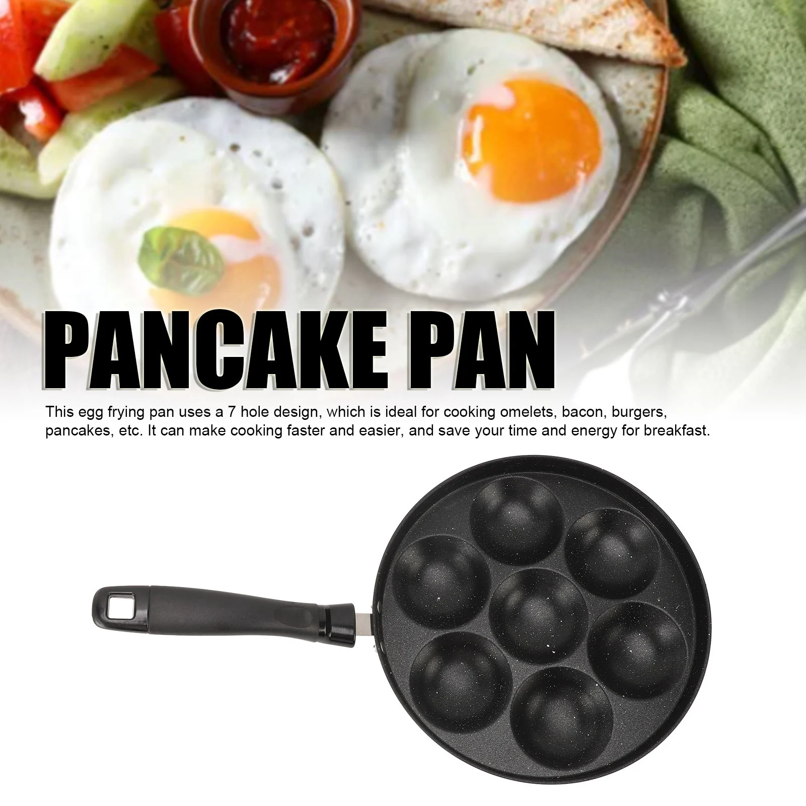 Egg Frying Pan Egg Pan Omelette Fried Egg Pan 7 Holes Frying Pan Nonstick Multipurpose for Home Kitchen Breakfast Making