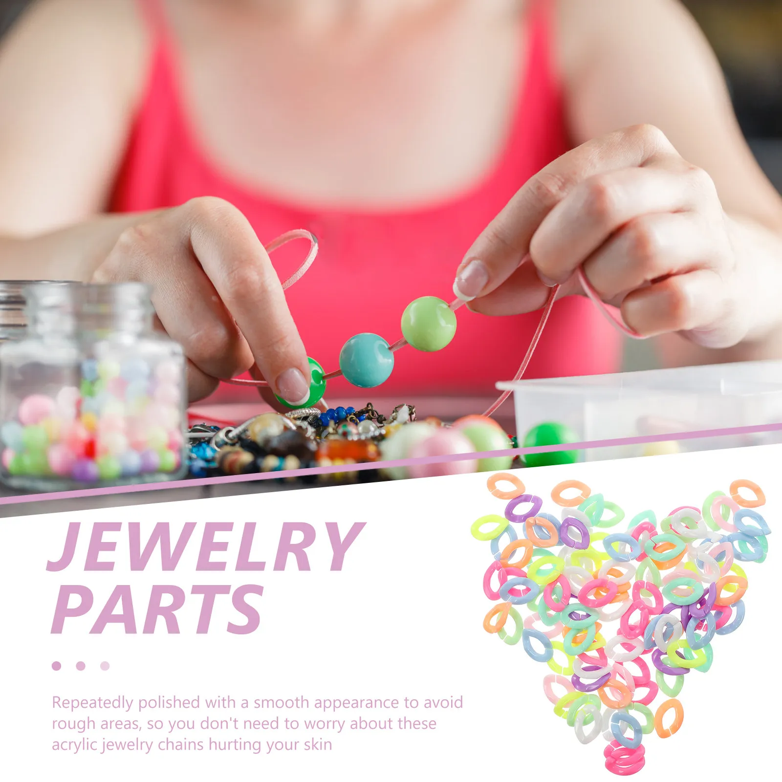 

300 шт. акриловых цепочек, разноцветные, гладкие, ручной работы, самозащелкивающиеся, для украшений, аксессуары для ожерелий и браслетов, цепочки для ожерелий