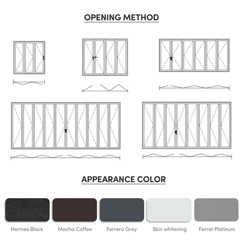 Customization Aluminum Sliding Folding Door Built-in Blinds Double Glazed Windows Bifold Doors For Exterior Application