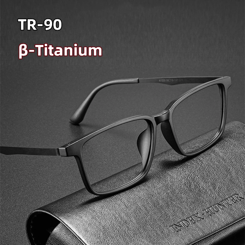 Men's Ultralight TR90 Pure Titanium Glasses Frame Retro Business Optics Prescription Glasses With Myopia and Hyperopia Glasses