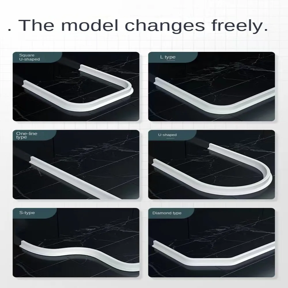 1M Water Proof Water Stop Strip Curve Frame Stick Mount Bathroom Gear Ground Block Flexible Body Floor Barrier