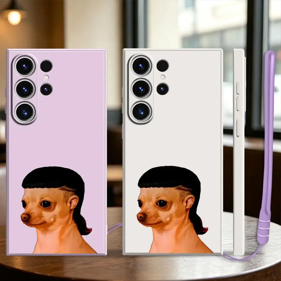 Flat Top Human Dog Phone Cover Case for Samsung Galaxy S26 S25 Edge Note 20 10 Ultra S22 S23 S20 FE S24 Ultra S21 Plus
