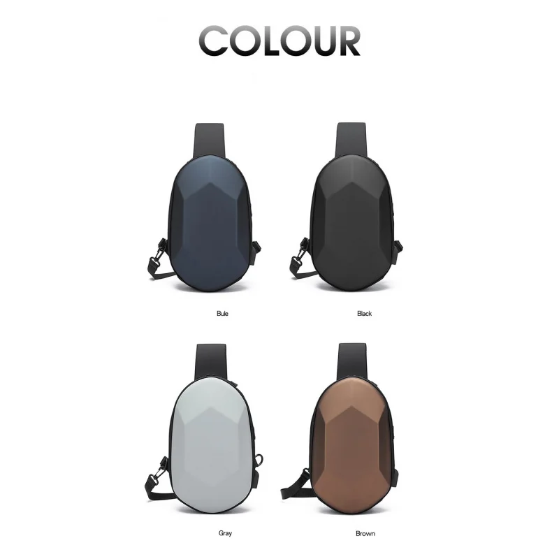 حقيبة صدر للرجال للدراجات النارية بشحن USB حقيبة ظهر صغيرة مقاومة للصلابة #4