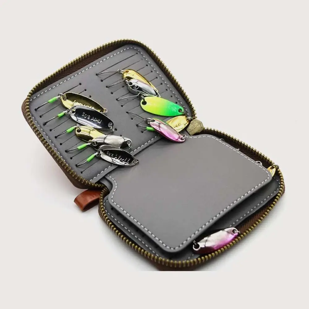 PU Leather Lure Wallet Bag Lure Storage Hard Baits Jig Spinner Bag Large Capacity With Zipper Fishing Bag Fly Fishing
