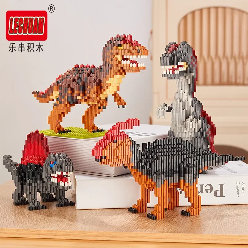 Jurassic Dinosaur Micro Building Blocks Linkgo Spinosaurus Paraspinosaurus Tyrannosaurus Connection Mini Bricks Figure Toys