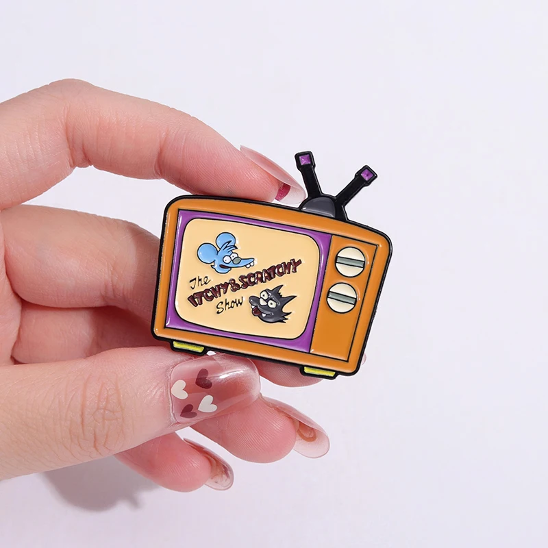 Fun Cartoon TV Enamel Pin Custom Classic Television Lapel Brooch Clothes For Kids Friend Backpacks Funny  Badge Wholesale