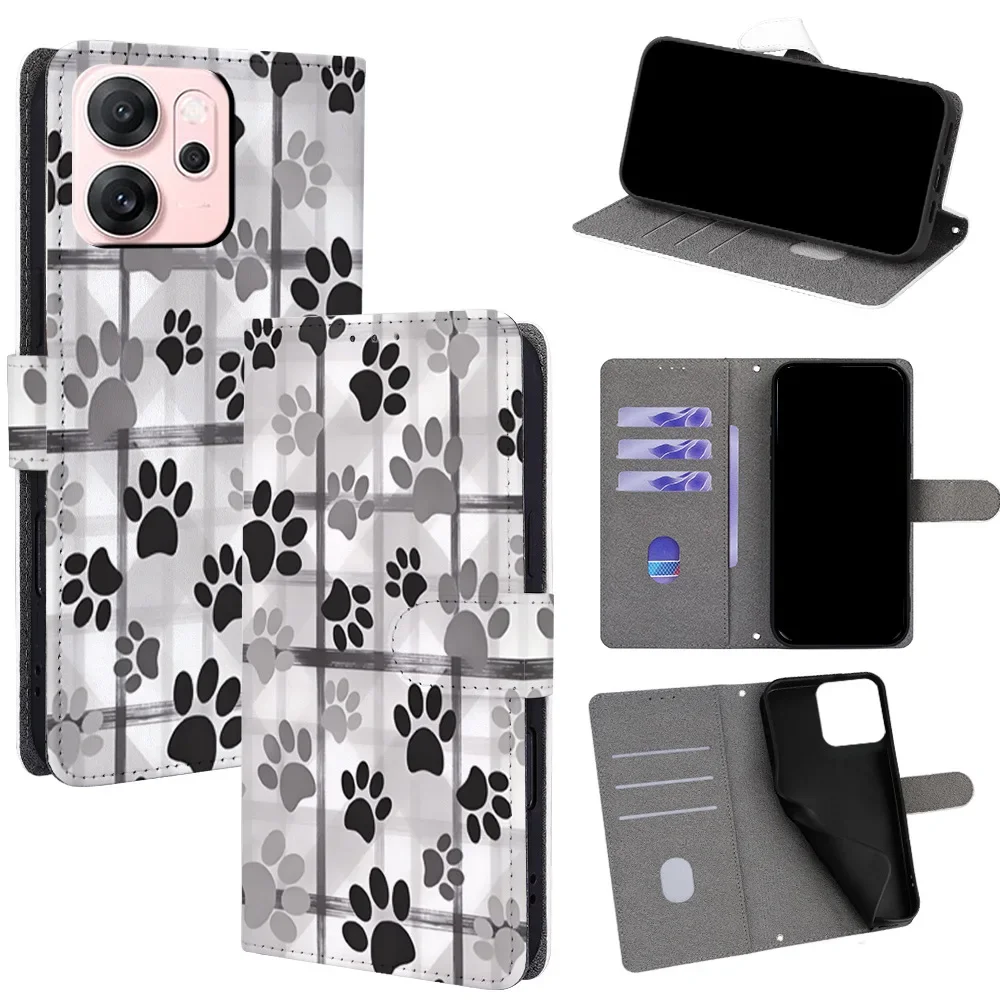

Cute Animal Pattern Flip Phone Cover for Vivo X300 X200 Ultra X100s X90s X70 X50 X60 X27 Pro with Built-in Wallet Card Slots