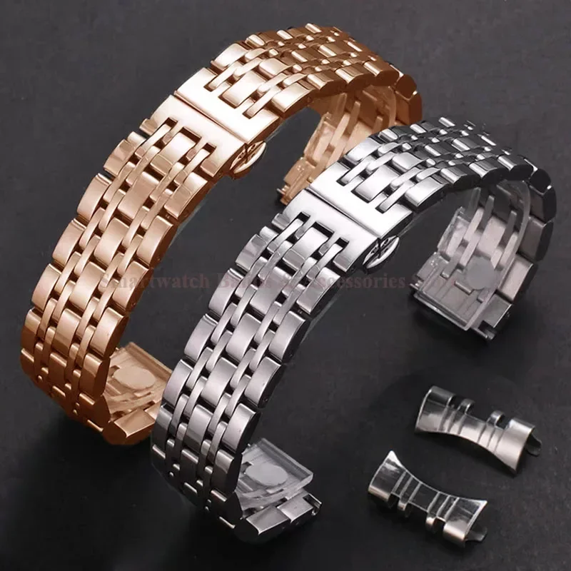 12/14/16/18/20/22/24 мм ремешок для часов из нержавеющей стали для Seiko для Rolex с изогнутым концом, металлический ремешок на запястье, твердый браслет с складной пряжкой