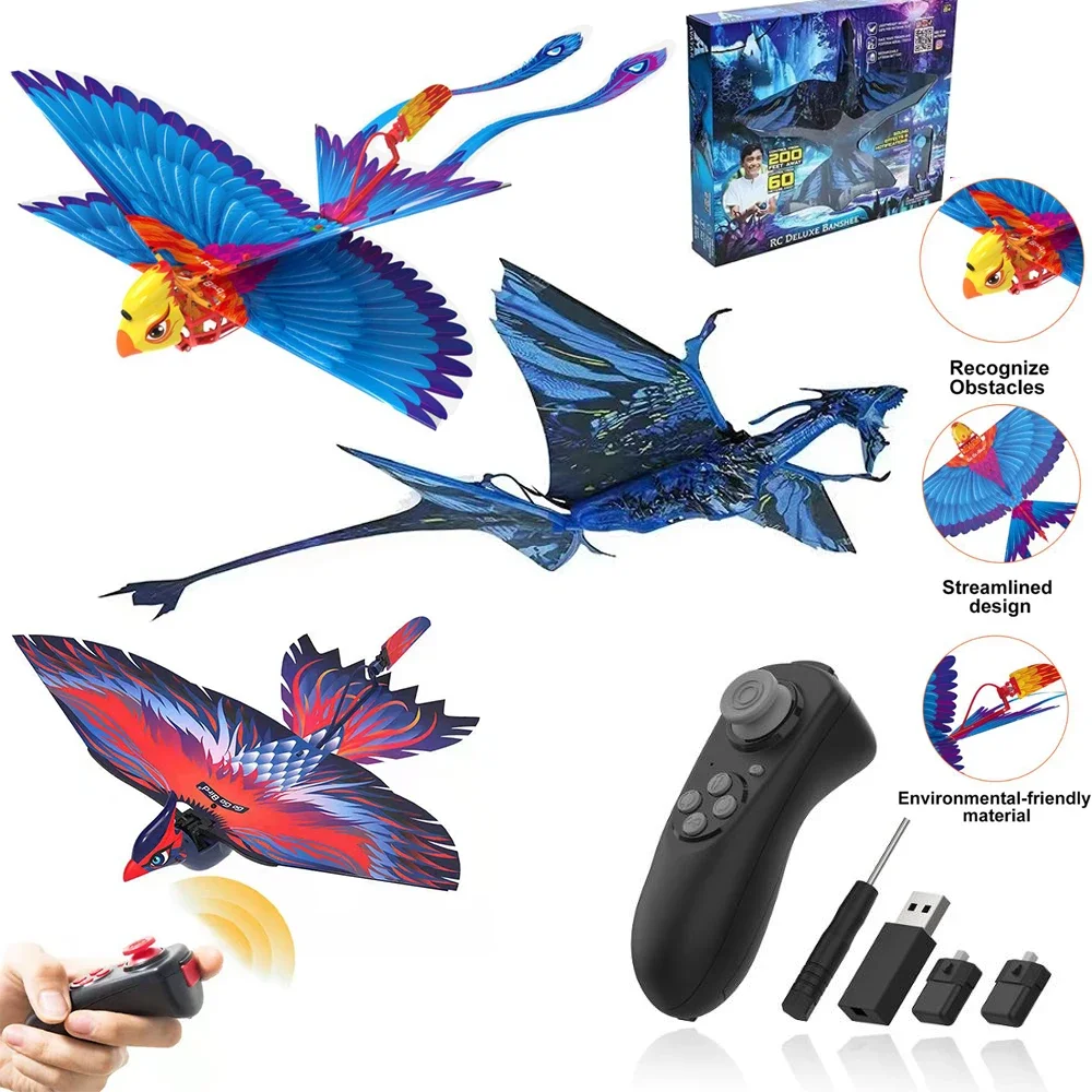 Go Go Bird Remote Control Flying Toy Mini RC Helicopter Drone-Tech Toys Smart Bionic Flapping Wings Flying Birds for Kids Adults