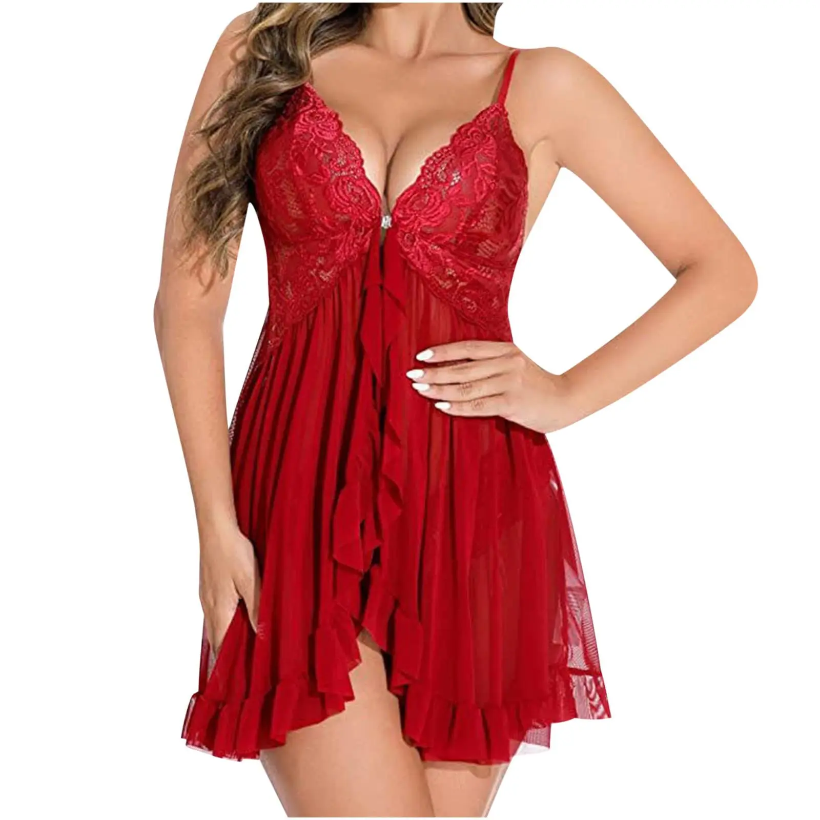 

Women's Sexy Front Closure Lingerie Set Floral Lace Mesh Babydoll Playful & Erotic Underwear Teddies for Valentine's Day