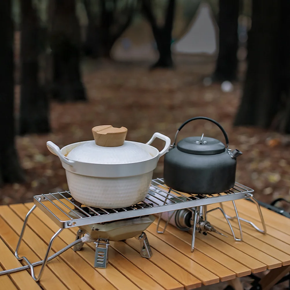 

Adjustable Height Portable Barbecue Rack Stainless Steel Folding Grill Rack Outdoor Camping Bbq Stand Fire Grill