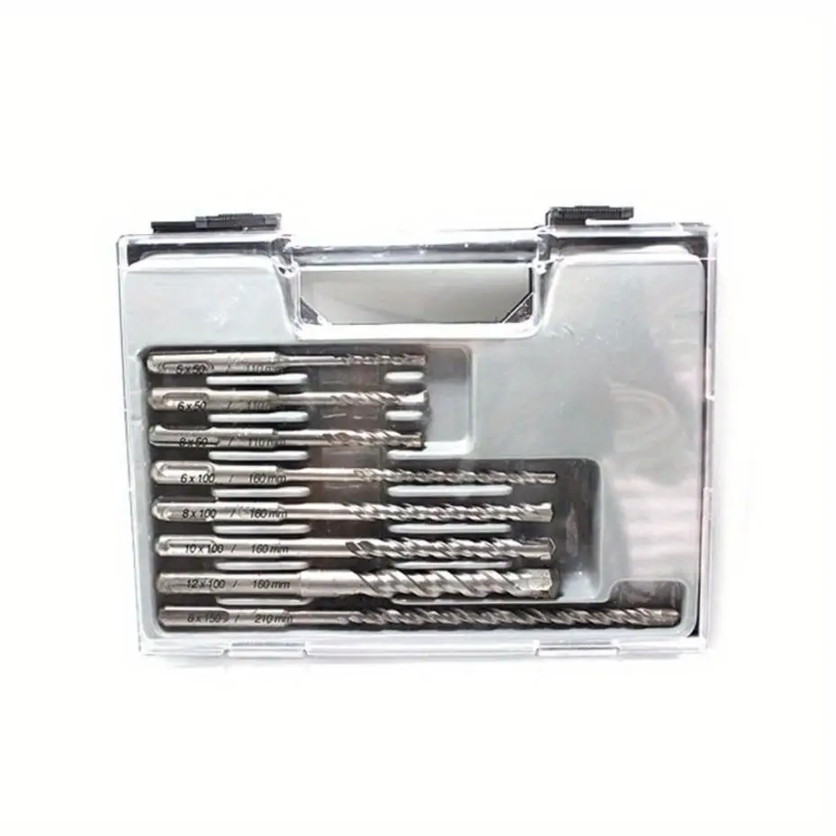 8Pcs крутительный молоток буриль набор 3/16" 1/4" 5/16" 3/8" и 1/2" SDS буриль для масонарства бетонный блок кирпич камень ударные