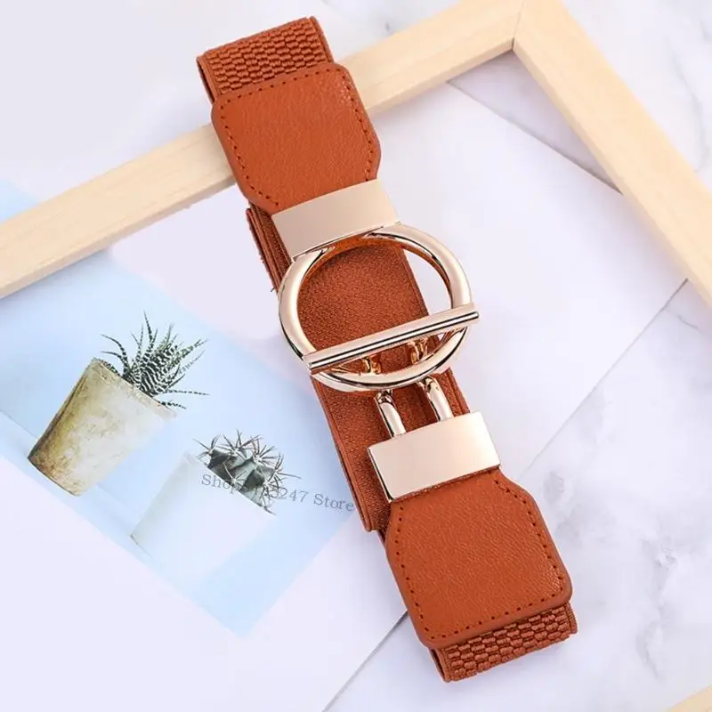 المرأة الحديثة الخصر Cincher Metal Buckles قابلة للتعديل مرنة الفرقة غير الرسمية الزي العادي H7ef