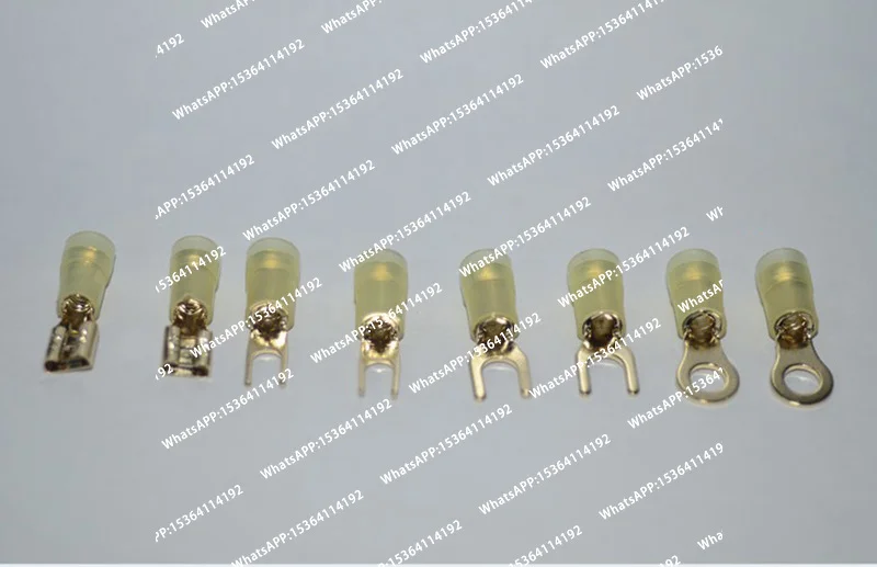 10pcs Copper Plated 24K Gold Insulated Male Female Wire Connector   Crimp Terminal Spade Connectors -196°Cold Pressed U O Shaped