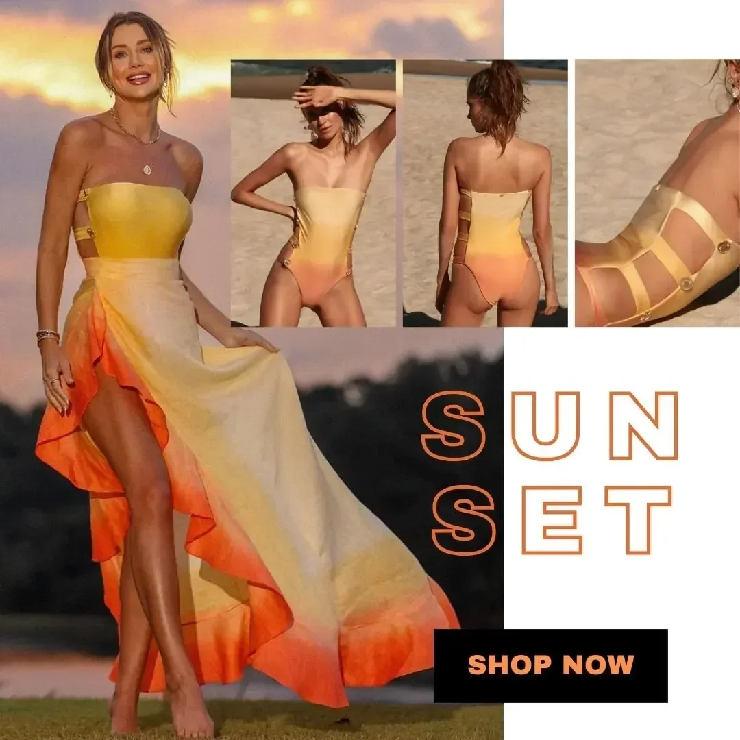 2025 Traje de baño de una pieza con estampado degradado y pareo - Vestido de micro bikini para mujer Traje de baño de vacaciones de verano
