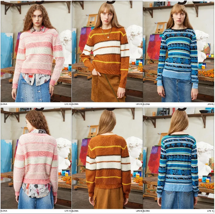 

Foreign trade original Spanish brand, embroidered printing, warm and comfortable, multiple colors, women's knitted sweater