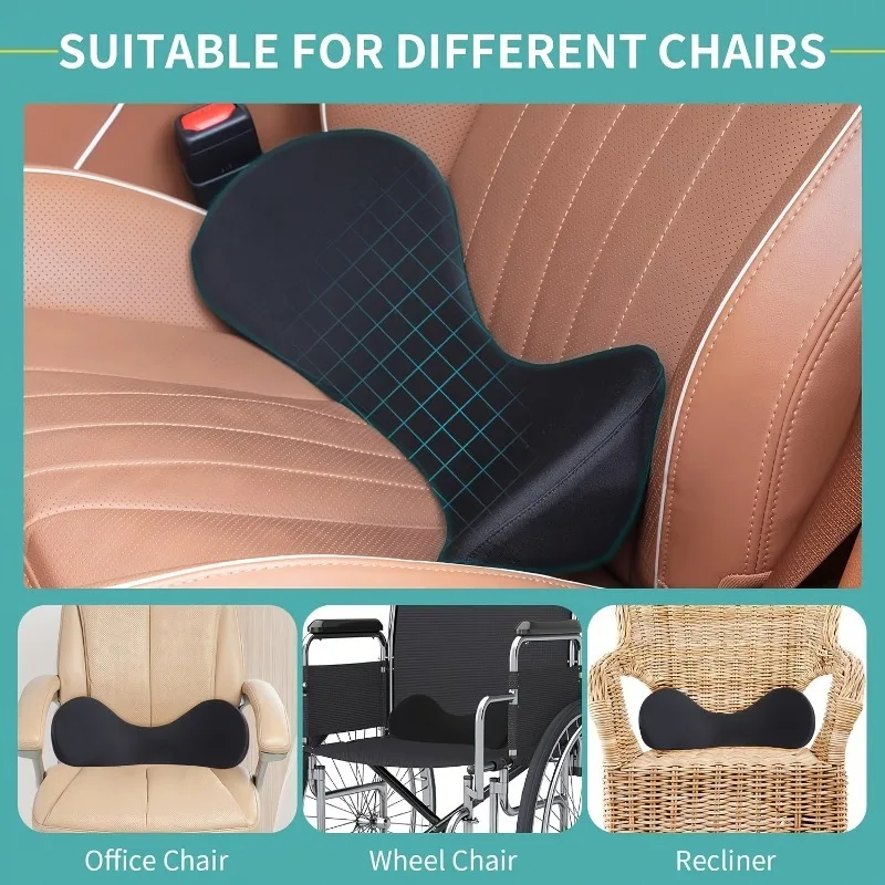 1pcs Memory Foam Lumbar Support Car Seat Cushion - Backrest Pillow for Drivers & Passengers Ergonomic Accessory
