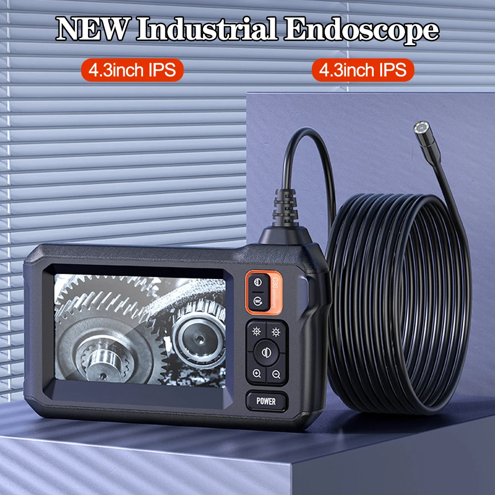 Car Diagnostic Tools Industrial Endoscope 1920*1080P HD 8mm Camera 4.3inch IPS Screen IP67 Waterproof C30 1m/5m Cable 20000mAh