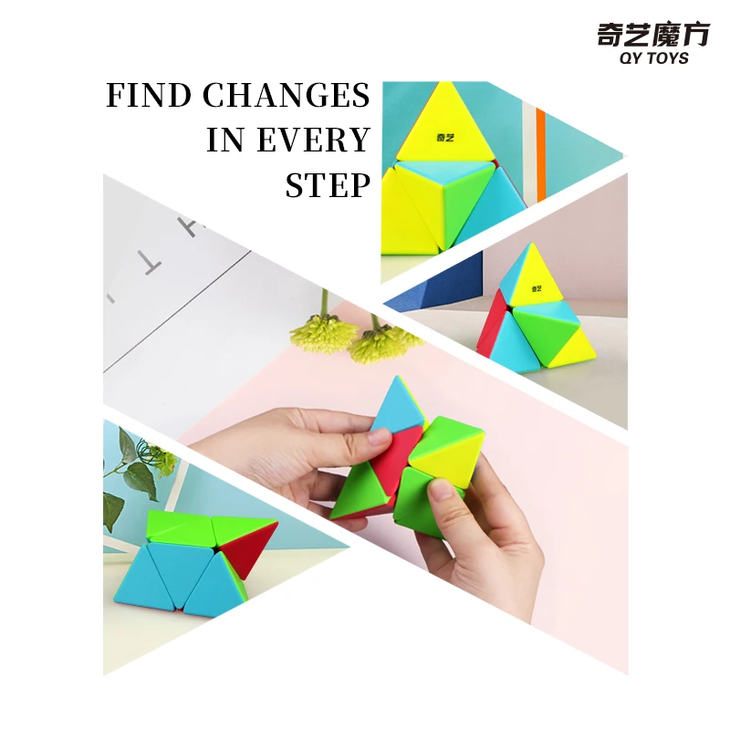 [ECube] QiYi Pyraminx 2x2 Cubo Magico Giocattolo di velocità Cubo magico Gioco professionale Liscio Creativo Sicurezza Educazione Puzzle Regalo