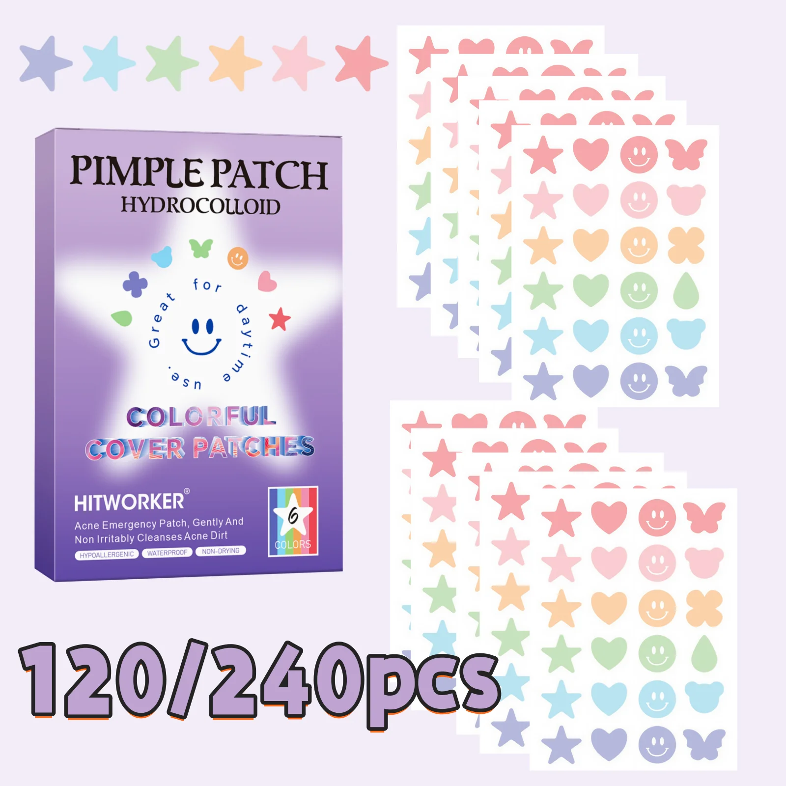 120/240 Pcs Acne Patches, Gentle & Non-Irritating, Skin-Friendly Pimple Cover, Suitable for Daily Makeup Care, Unisex