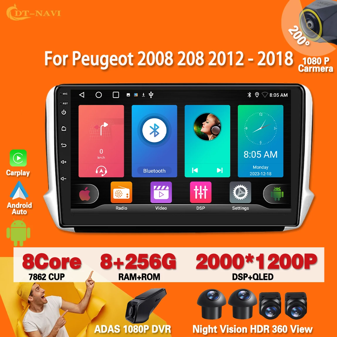 

Android 13 For Peugeot 2008 208 2012 - 2018 Auto Radio Stereo Multimedia Player GPS Navigation No 2din DVD 5G wifi BT