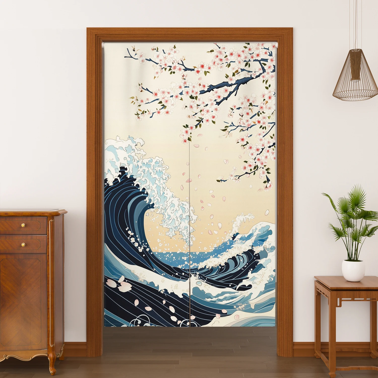Japanese Noren Door Curtains Cherry Cat Butterfly Linen Doorway Curtain Entryway Partition Restaurant Kitchen Split Half curtain