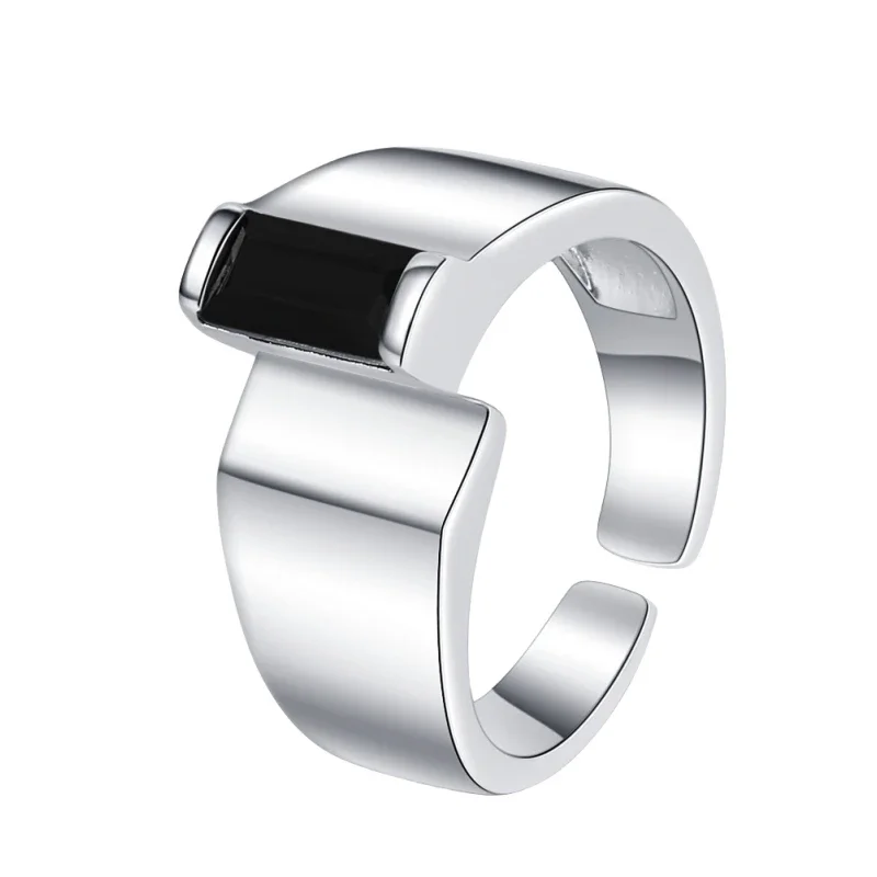 S925 sterling silver rings for women men new fashion irregular geometric gold plated zircon opening punk jewelry Christmas gift