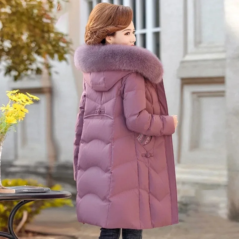 2024 New Women Winter Coat Big Fur Down Parkas Winter Hooded Coat Female Slim Winter jacket for Women Warm Long Parkas