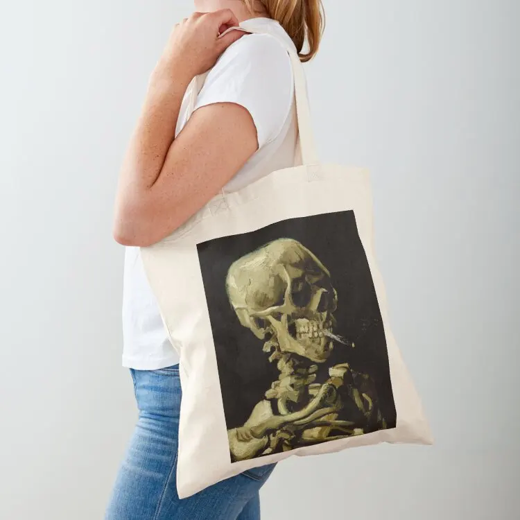 

Skull of a Skeleton with Burning Cigarette van Gogh Adult Halloween Art Tote Bag cute pouch bag Handbags tote bag men Candy bags