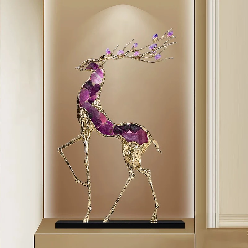 

Орнамент скульптуры оленя Чжаокай, роскошные хрустальные произведения искусства, домашний декор, элитное украшение для гостиной, офиса, креативные подарки