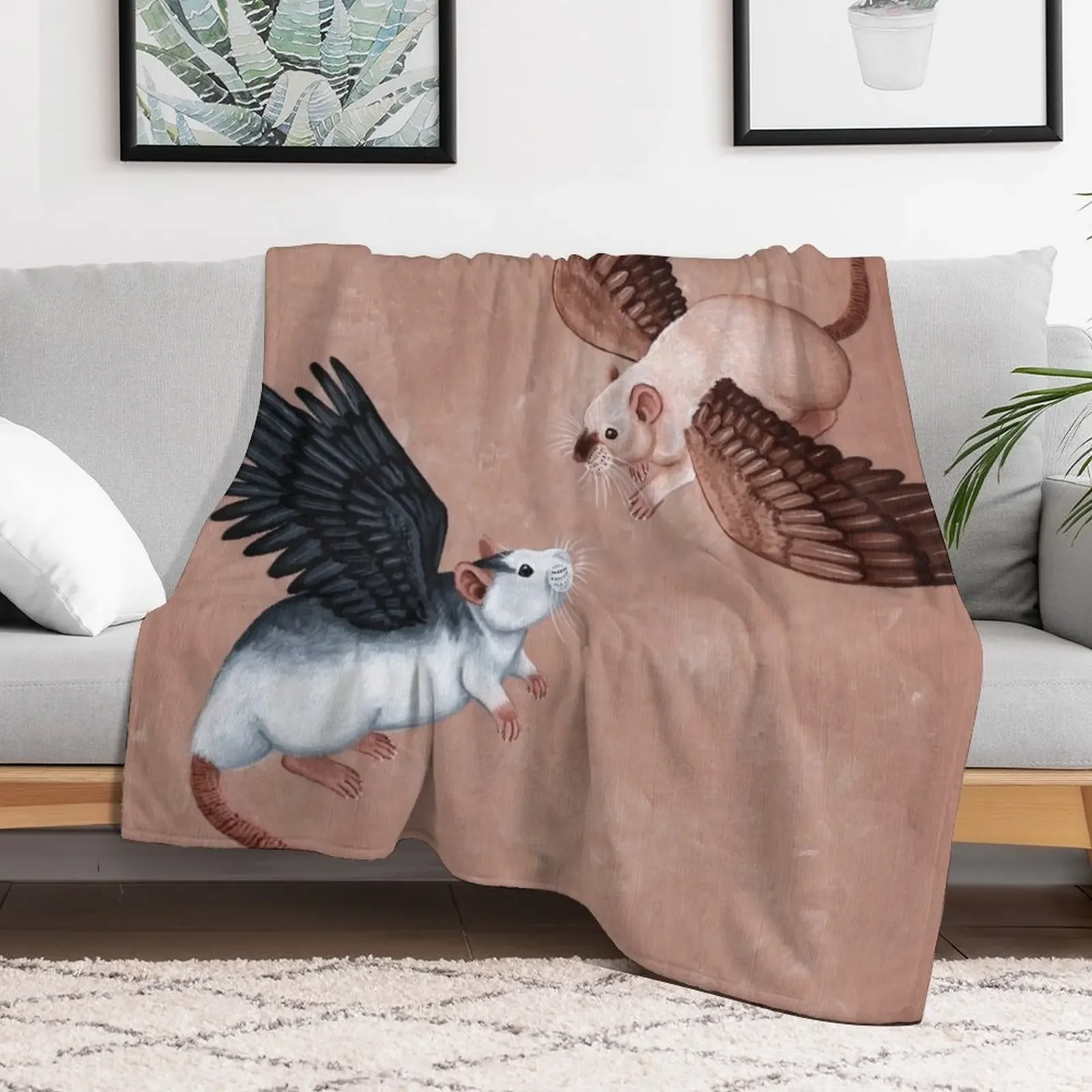 Winged Rats Throw Blanket Cozy Warm Blanket for Bed Room Decor