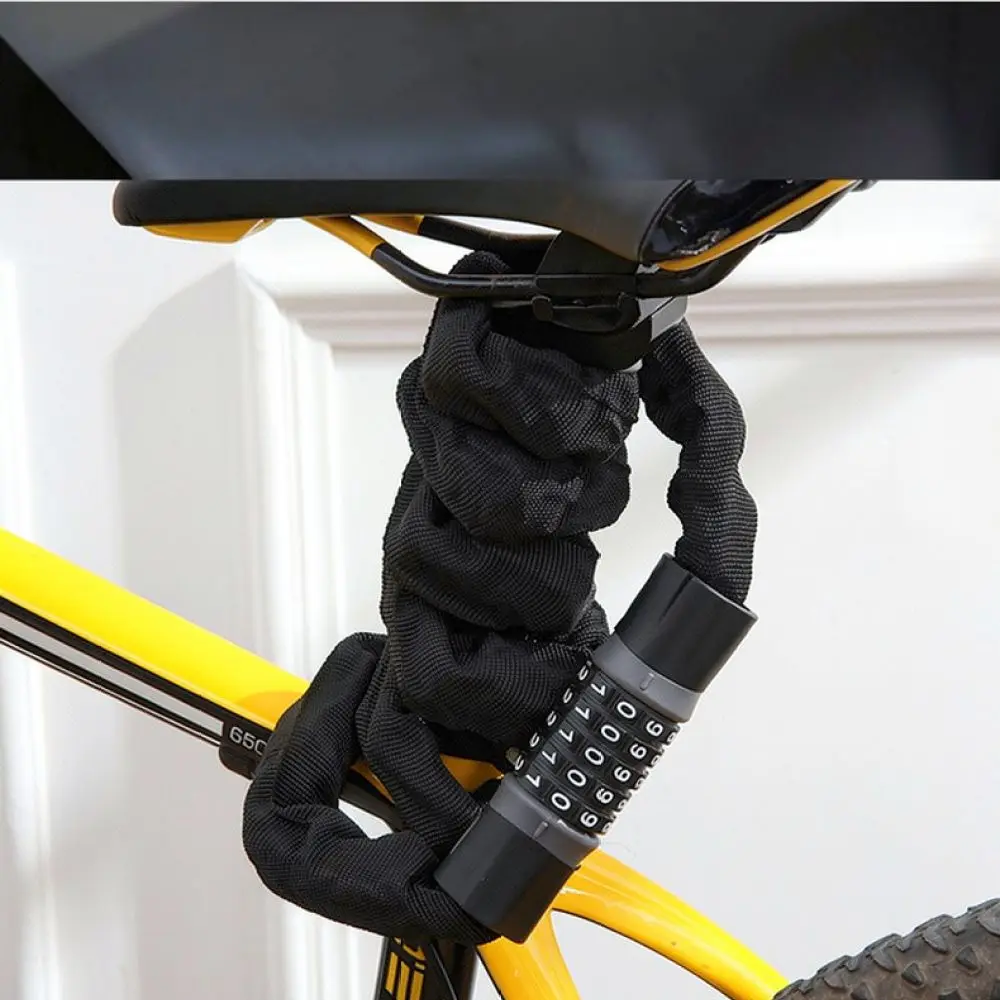 KUASUODT Bike Security Chain Lock For Cycling Mountain Road Electric Bicycle Keyless Password Protection Durable Tool