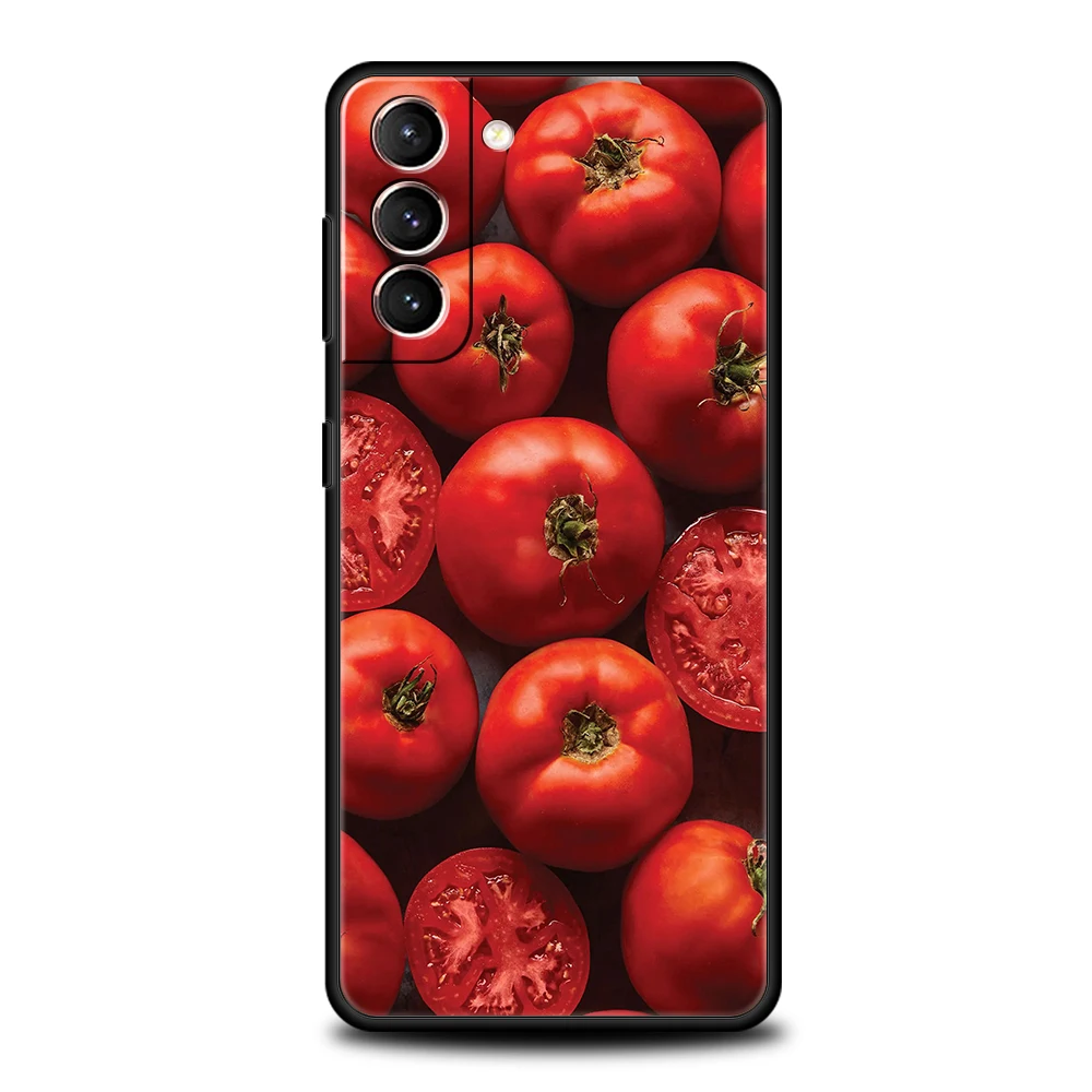 Fruits Tomatoes Pattern Phone Case for Samsung Galaxy S24 S23 S22 S20 S21 FE Ultra S10 S10E S9 S8 Plus 5G Silicone Soft Cover