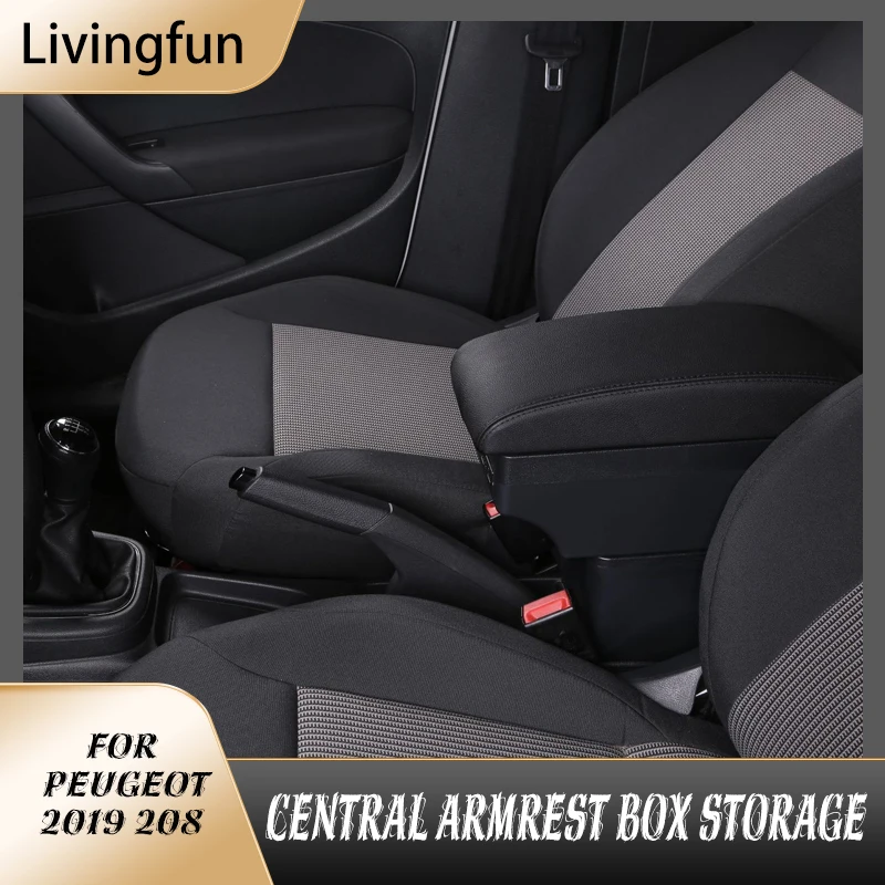 

Livingfun For 2019 Peugeot 208 Armrest Box Special Logo PEUGEOT New 208 Armrest Modified Accessories