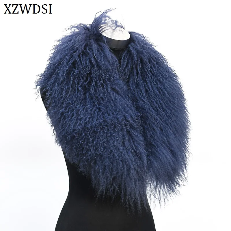 Women's Winter Warm Fur Scarf Collar Genuine Mongolian Lamb Infinity Scarf