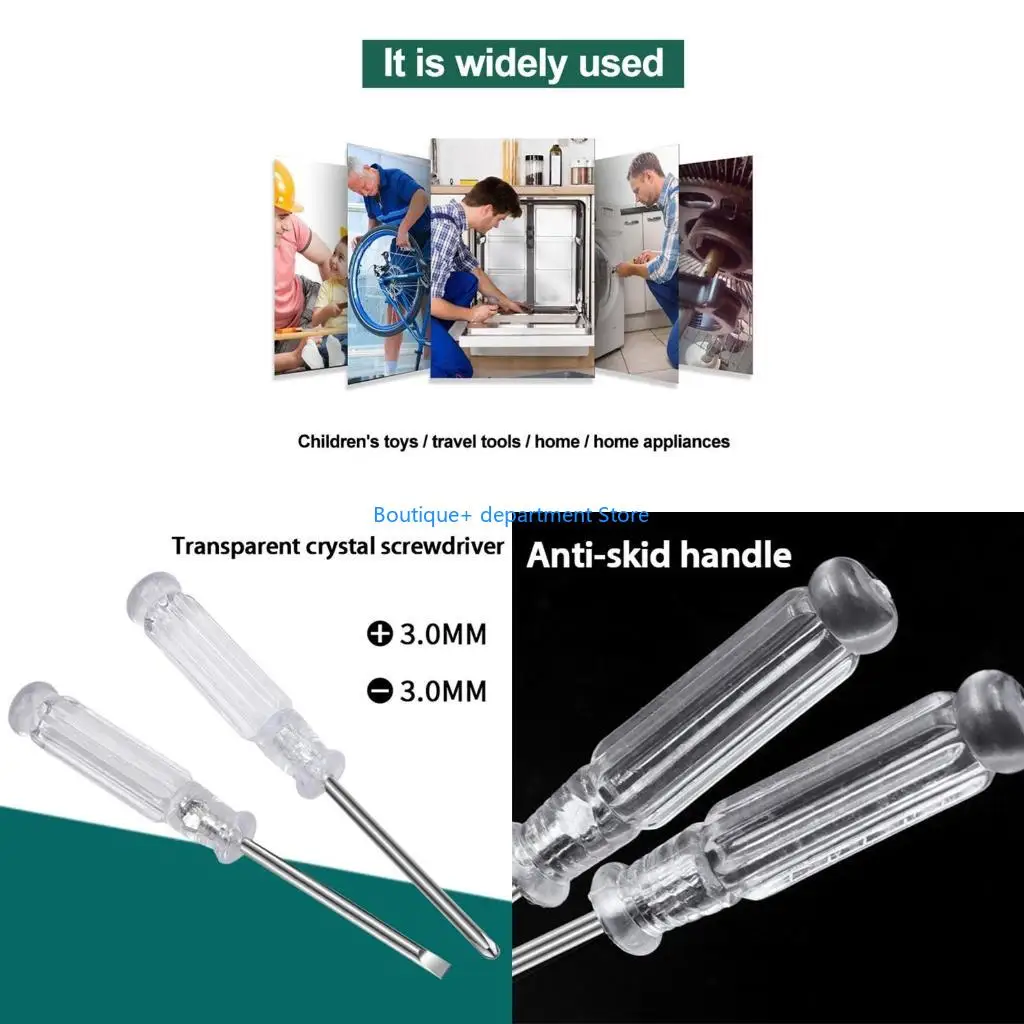 E1PD 2 Types Portable Flat for Head Screwdrivers Ergonomic Manual Repair Tool for Home Appliance