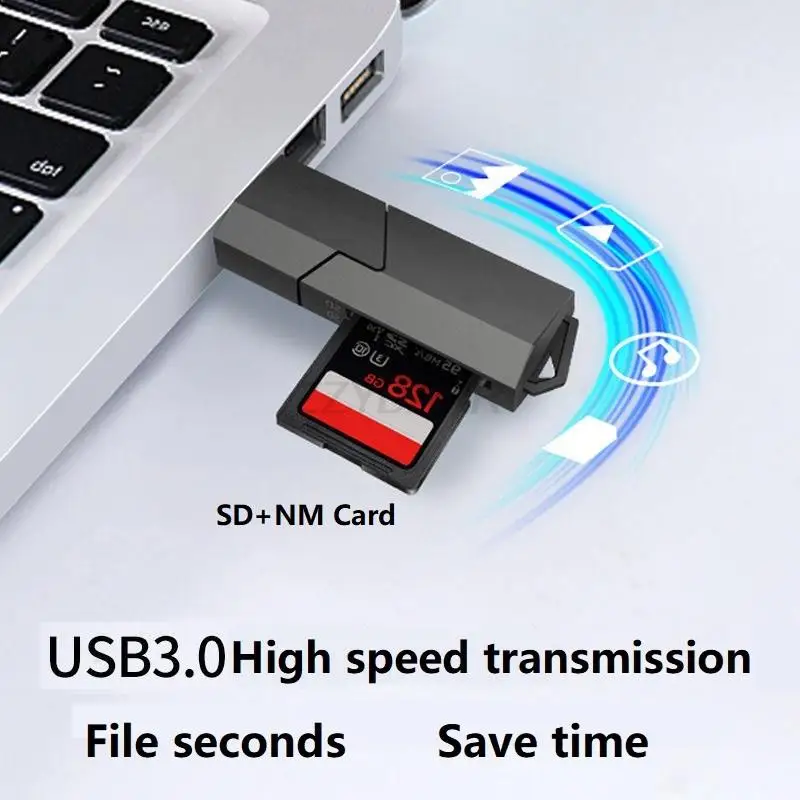 New USB3.0 NM Card Reader 2 in 1 Nano Memory Card& SD Card Reader Portable USB Flash Memory Card Adapter for Huawei Honor Laptop