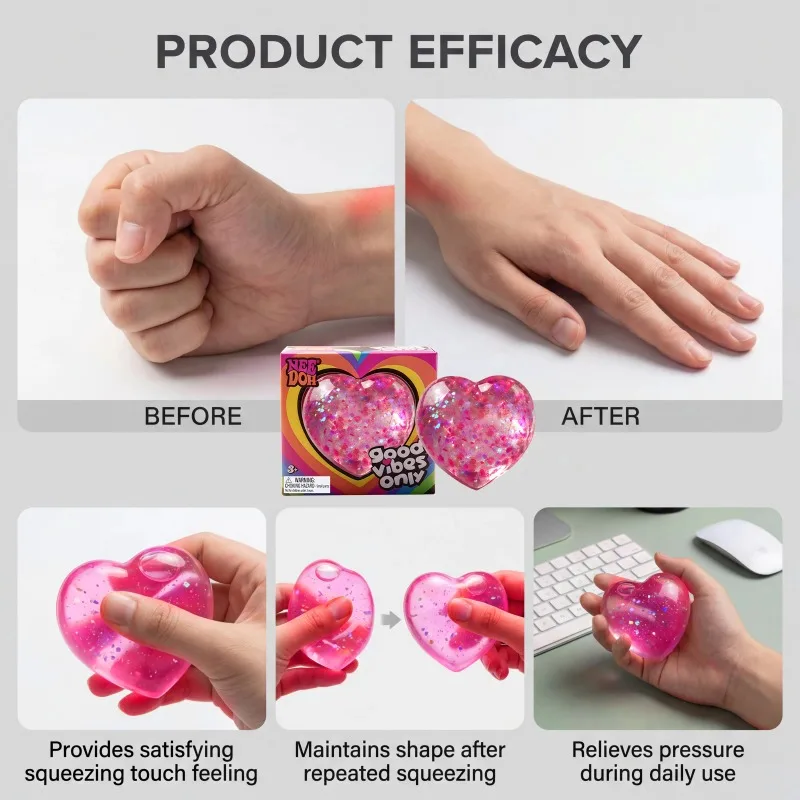 Palm Decompression Ball Soft TPR Squishy For Adults Mini Party Gift Colorful Squeeze Heart Toy Stress Relief Sensory Fidget Toys