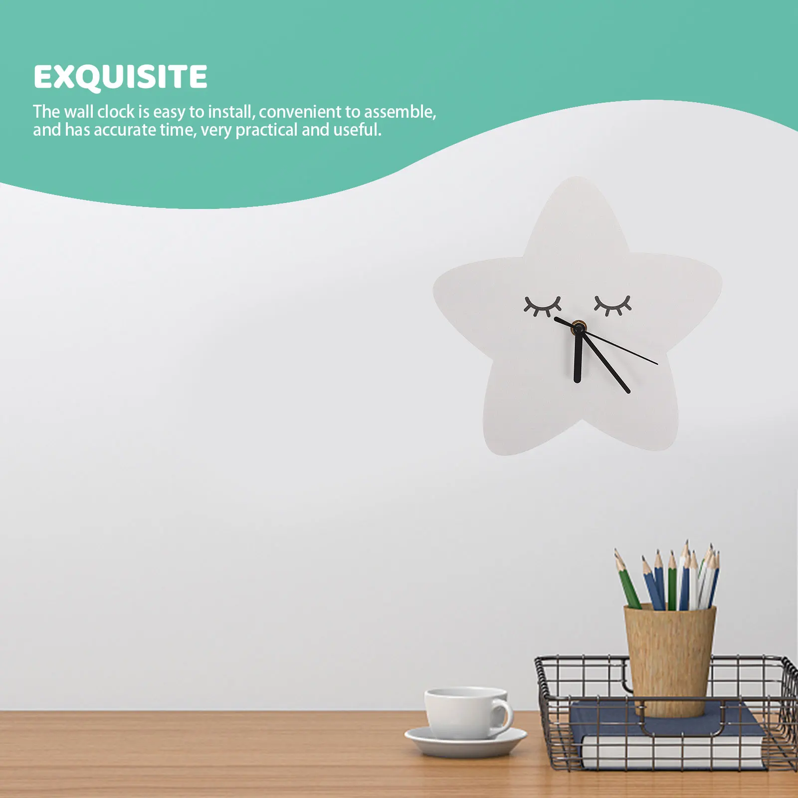

1pcs Star Shaped Nordic Silent Mute Mute Wall Clock Decorative Hanging Clock For Bedroom Living Room Office Home Decor