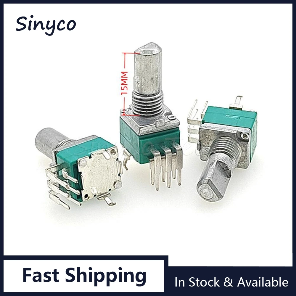 2PCS RK097G Dual Vertical B10K B103 B50K B503 B100K B104 Audio Volume Sealed Potentiometer Bent Foot 6Pin Half Shaft Length 15mm